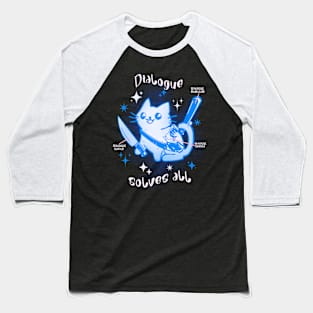 Dialogue Cat Blue Baseball T-Shirt